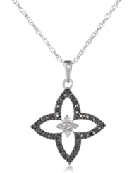 Sterling Silver Black and White Diamond Pendant Necklace (0.30 cttw)
