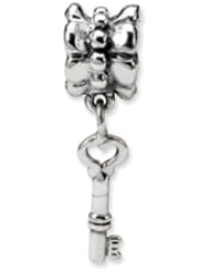 Heart Key Charm in Sterling Silver for 3mm Charm Bracelets