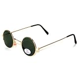 Neo 60's John Lennon Brille gold dark mit Brillen Beutel