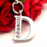 Pink Initial D Cell Phone Charm Strap Rhine Stone