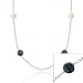 Sterling Silver Iridescent Genuine Freshwater Cultured Round White Black Coin Pearl leaf link Long Necklace 30