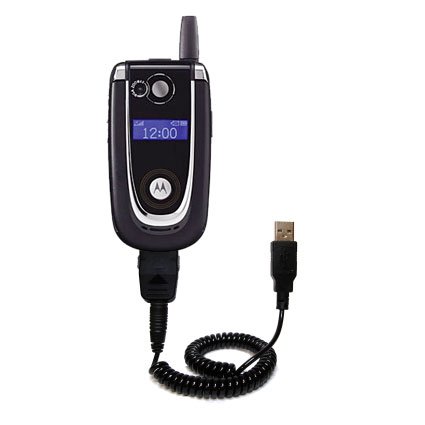 Coiled USB Cable for the Motorola V620 with Power Hot Sync and Charge capabilities - uses Gomadic TipExchange Technology