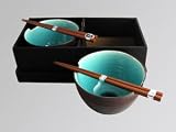 Miya japanese ceramic bowls with chopsticks gift set for two - ocean blue Miya Japanese Tableware Gifts