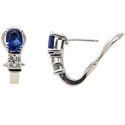 White Gold Sapphire Diamond Earrings