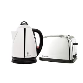 Russell Hobbs 14537 Montana Kettle & Toaster pack - consisting of a 1.7 litre polished stainless steel kettle and a 2 slice polished toaster