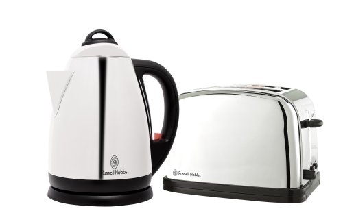 Russell Hobbs 14537 Montana Kettle & Toaster pack - consisting of a 1.7 litre polished stainless steel kettle and a 2 slice polished toaster