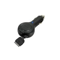 Rubberized Retractable Car Charger for Apple iPhone 4S (Black)