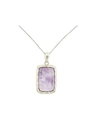 O&G Australia Natural Amethyst, 925 Sterling Silver Emerald Cut Pendant, 21mm x 14mm (18cttw)