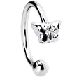 Silver 925 16 Gauge Butterfly Circular Barbell
