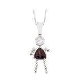 14K White Gold Cubic Zirconia Triangular Shaped Imitation Amethyst Girl Pendant with Chain