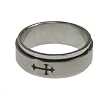 316L stainless steel ring with matte polish and laser cut cross design - Spinner - 8mm width (Sizes 8-14)