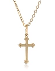Bob Siemon 22k Yellow Gold Plated 3-Tipped Pewter Cross Pendant Necklace, 18"