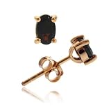 Rose Gold Vermeil (24k Gold over Sterling Silver) Genuine Garnet stone oval Earrings