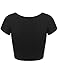Black Womens Crop Tops with Short Sleeves Large Black