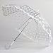 Clear Umbrella with White Polka Dots and Ruffle Trim Automatic Push Button Stick Umbrella, Great Gif
