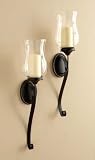 Black Satin Hurricane Wall Sconce Set of 2