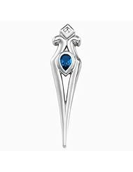 18K Yellow Gold Pear Cut Chatham Created Sapphire and Diamond Pendant -- LIFETIME WARRANTY