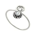 Sterling Silver Simulated Diamond cz Flower Swirl Toe Ring