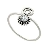 Sterling Silver Simulated Diamond cz Flower Swirl Toe Ring