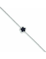 0.4 Carat 14K White Gold Diamond & Sapphire Flower w/ .5in Ext. Bracelet