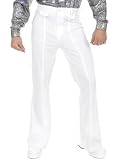 Adult Mens 70s Disco Leisure White Polyester Pants