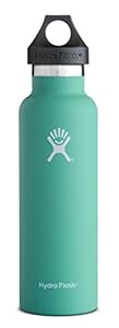 Hydro Flask 21 oz Vacuum Insulated Stainless Steel Water Bottle, Standard Mouth w/Loop Cap, Mint