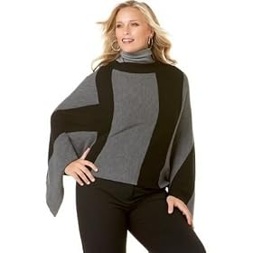 AK Anne Klein Plus Size Striped Poncho