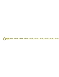 10K Yellow Gold Flat Oval Figaro Chain Necklace - Width 2.3mm - Length 18"