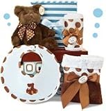 Park Avenue Posh Baby Boy Gift Set - 5 Piece Blue & Brown Set w/ Gift Box