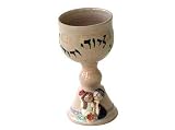 ArtisanStreets Judaica Kiddush Cup With Bride And Groom With Hebrew Inscription. Hand Built Stoneware. Limited Edition.
