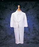 White Single Breasted Tuxedo with Matte Satin Cummerbud.