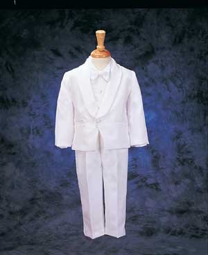 White Single Breasted Tuxedo with Matte Satin Cummerbud.