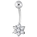 14K White Gold .30 ct tw Diamond Flower Belly Ring