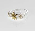 Sterling Silver Turtle /flower 2 tone Toe Ring, *FREE Shipping from Hawaii