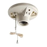 Porcelain Pull Chain Ceiling Lampholder with Grounding Outlet