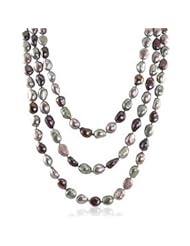 14K 9-10mm dyed multi color purple and gray baroque freshwater cultured pearl necklace, 60"
