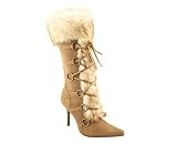 LACE UP SHEARLING HIGH HEEL BOOT
