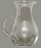 Individually Hand Etched Scallop Shell Glass Pitcher 8.5"H