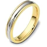 4mm Platinum and 18 Karat Gold Comfort Fit Wedding Band Ring