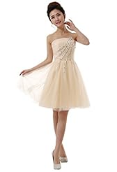 Strapless Polyester/Rayon/Tulle/Viscose Short Bridesmaid Dress/Mini Dress 