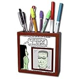 Rich Diesslins Funny General Cartoons - Halloween - Frankenstein is Not a Zombie - Tile Pen Holders-5 inch tile pen holder