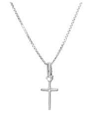 Sterling Silver Small Cross Pendant on Box Chain Necklace