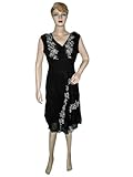 Black Hot & Sexy Bohemian Style Sundress White Floral Print Dress for Womens