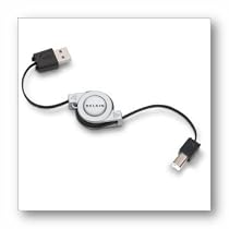 BELKIN Retractable Hi-Speed USB 2.0 Cable, A/B, 2.6 ft. F3U133v03-RTC