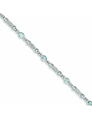 Genuine .925 Sterling Silver Aquamarine And Diamond Bracelet 5.1 Grams . 100% Satisfaction Guaranteed.