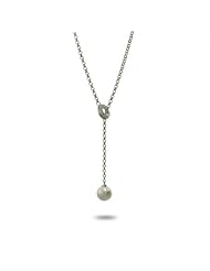 Pave CZ Circle Pearl Lariat