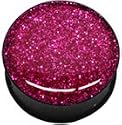 Ohr Flesh Black Acryl Tunnel Piercing mit kristal Epoxy Pink Glitter Screw On 4mm