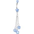 Light Blue Faux Pearl Flower Chain Drop Belly Ring