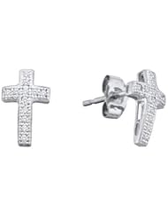 0.10CTW DIAMOND CROSS EARRINGS