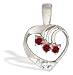 14K White Gold Genuine Round Ruby and Diamond Heart Pendant